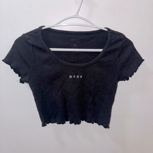 Roxy Black Ruffled Edge Crop Top